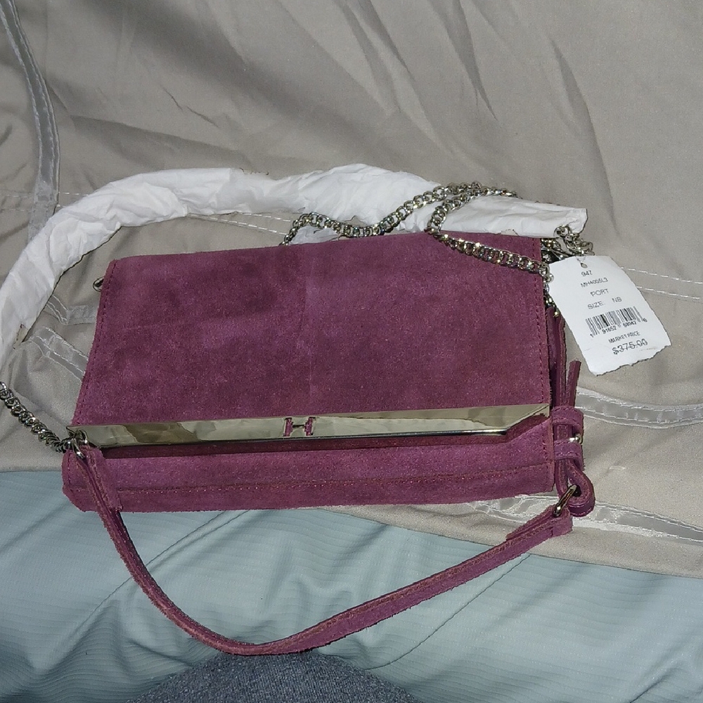 Halston Heritage Purple Suede Chain Shoulder Bag